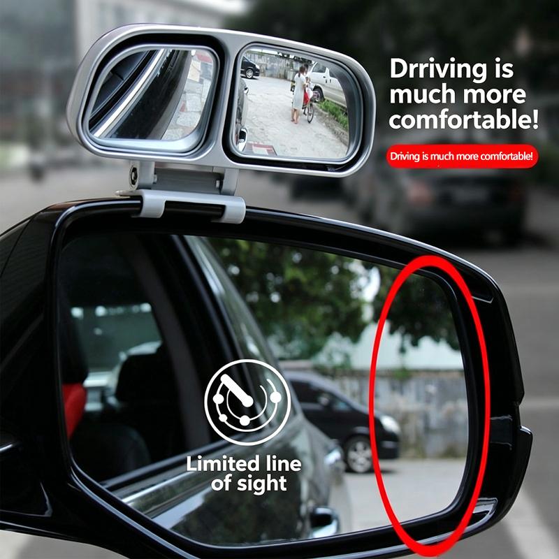 Car Mounted ABS Dual Mirror Blind Spot Rearview Mirror 360° Adjustable Large Field of View High-Definition Wide-Angle Reversing