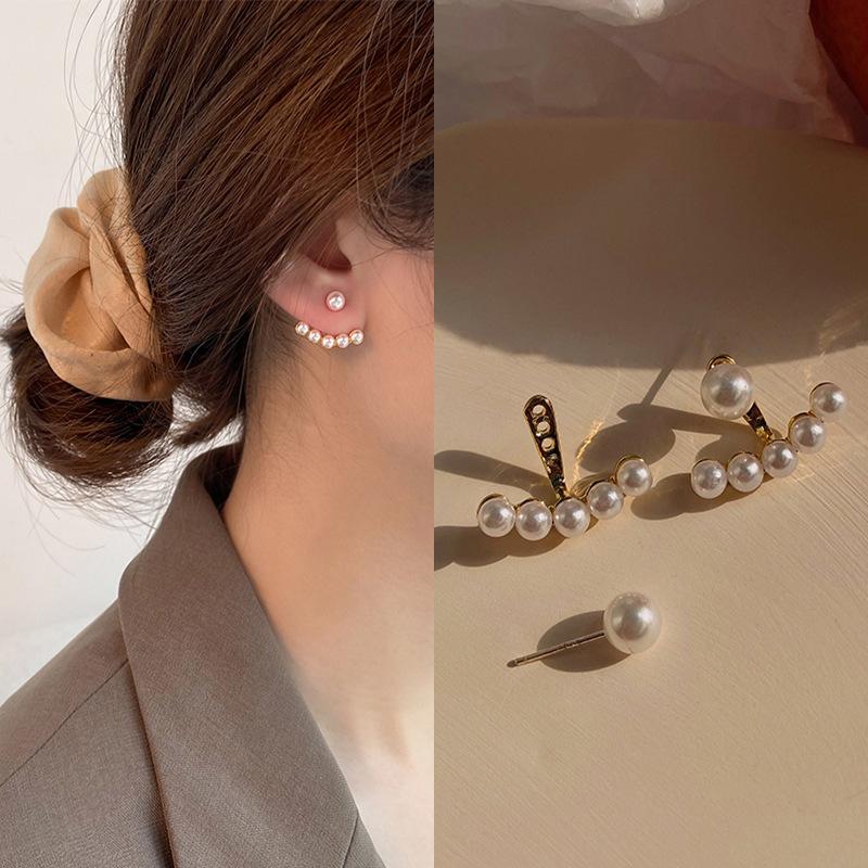 Stud Earrings Tide 925 Silver Korean Style Simple Design Earrings Fine Pearl Earrings Girly
