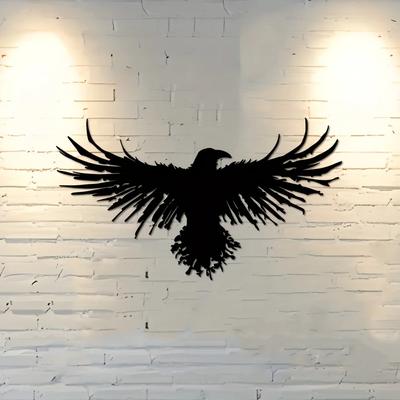1 Piece Black Metal Crow Wall Art Decor, Iron Silhouette Bird Wall Hanging, Elegant Home Decor Sculpture for Living Room