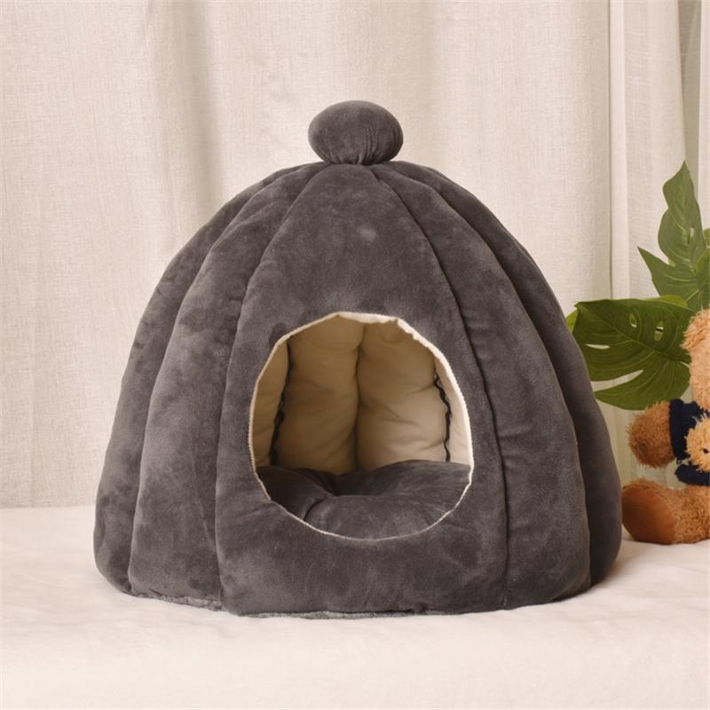 Warm Dog Bed Cave Pumpkin House Winter Thick Pet Sleep Plush Sofa Cute Slippers Shaped Small Cat Dog Nest Deep Sleeping Bag