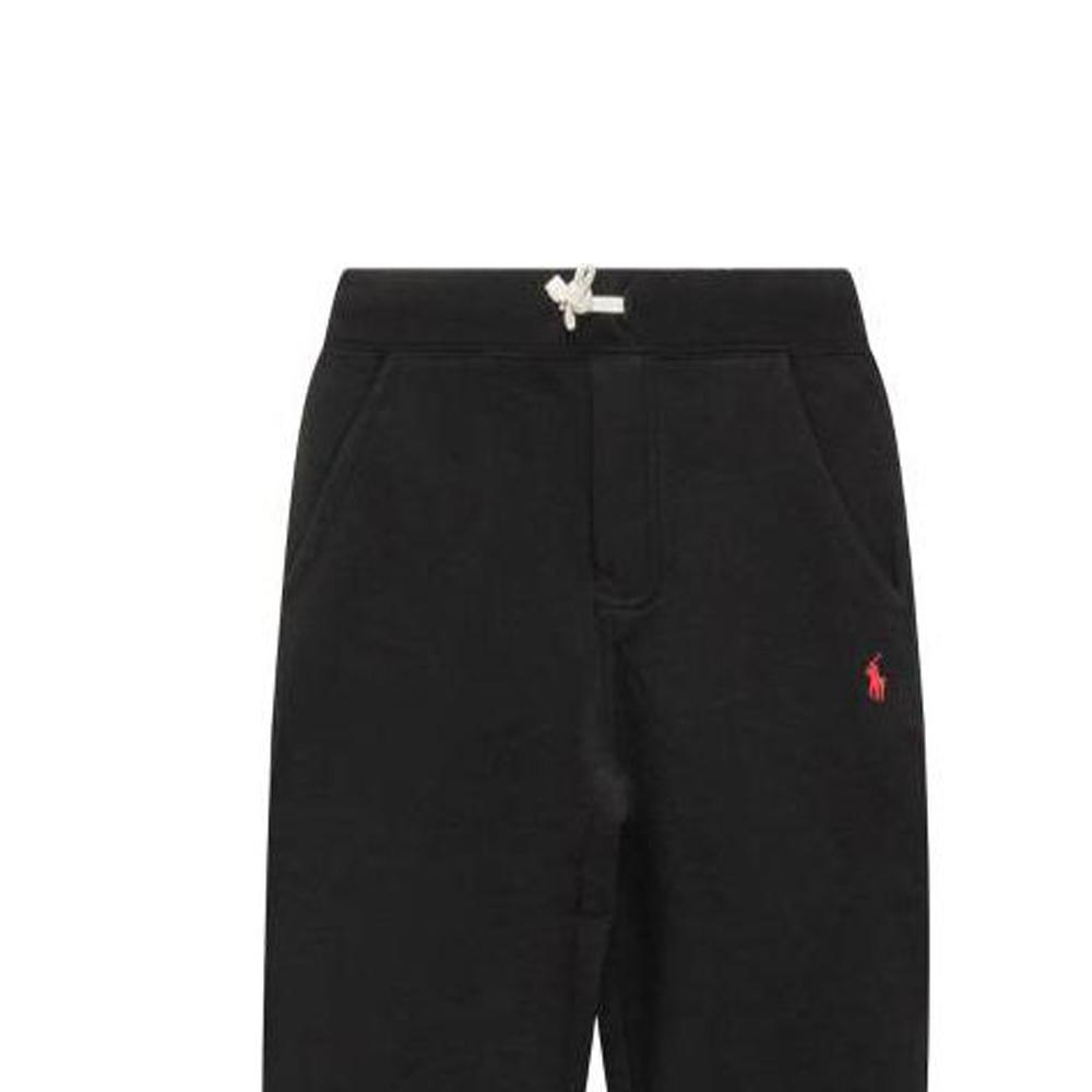 Polo Ralph Lauren Kids Logo Embroidered Solid Color Cuffed Knit Sweatpants Kids Bottoms Black 323720897-002