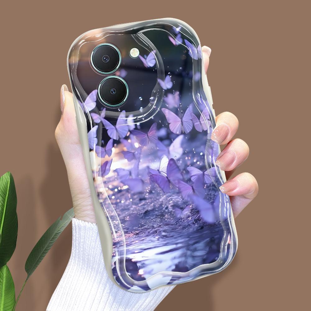 Cute Cartoon Pattern Cream Texture Casing Wavy Edge Soft Silicone Cover Phone Case for Vivo