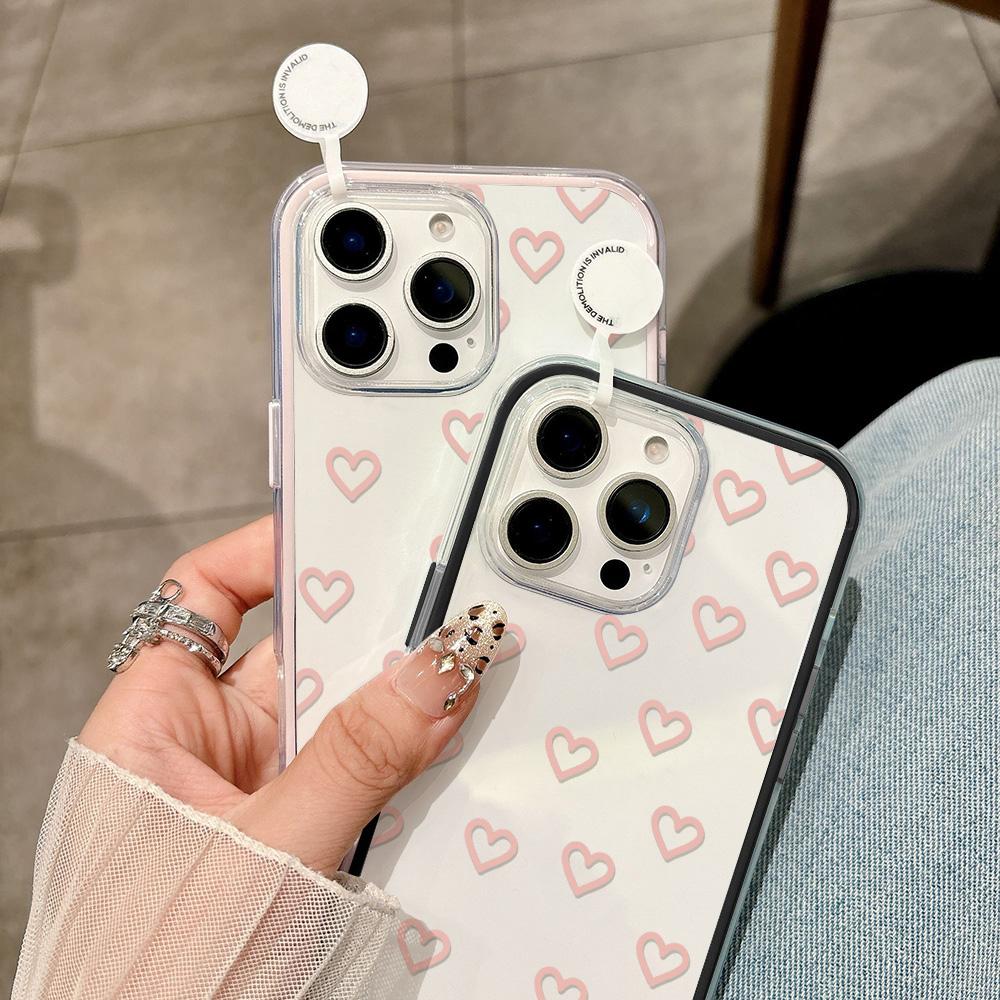 Love Heart Phone Case For iPhone 16 Pro Max Case iPhone 13 14 11 12 15 17 Pro Max 17 Air 2 IN 1 Transparent Soft Silicone Cover