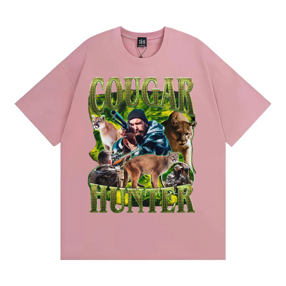 Funny 90s Cougar Hunter Vintage Y2K Graphic T Shirt Men Women Harajuku Humor Tops T-shirts Summer O-Neck Loose Oversized T-shirt