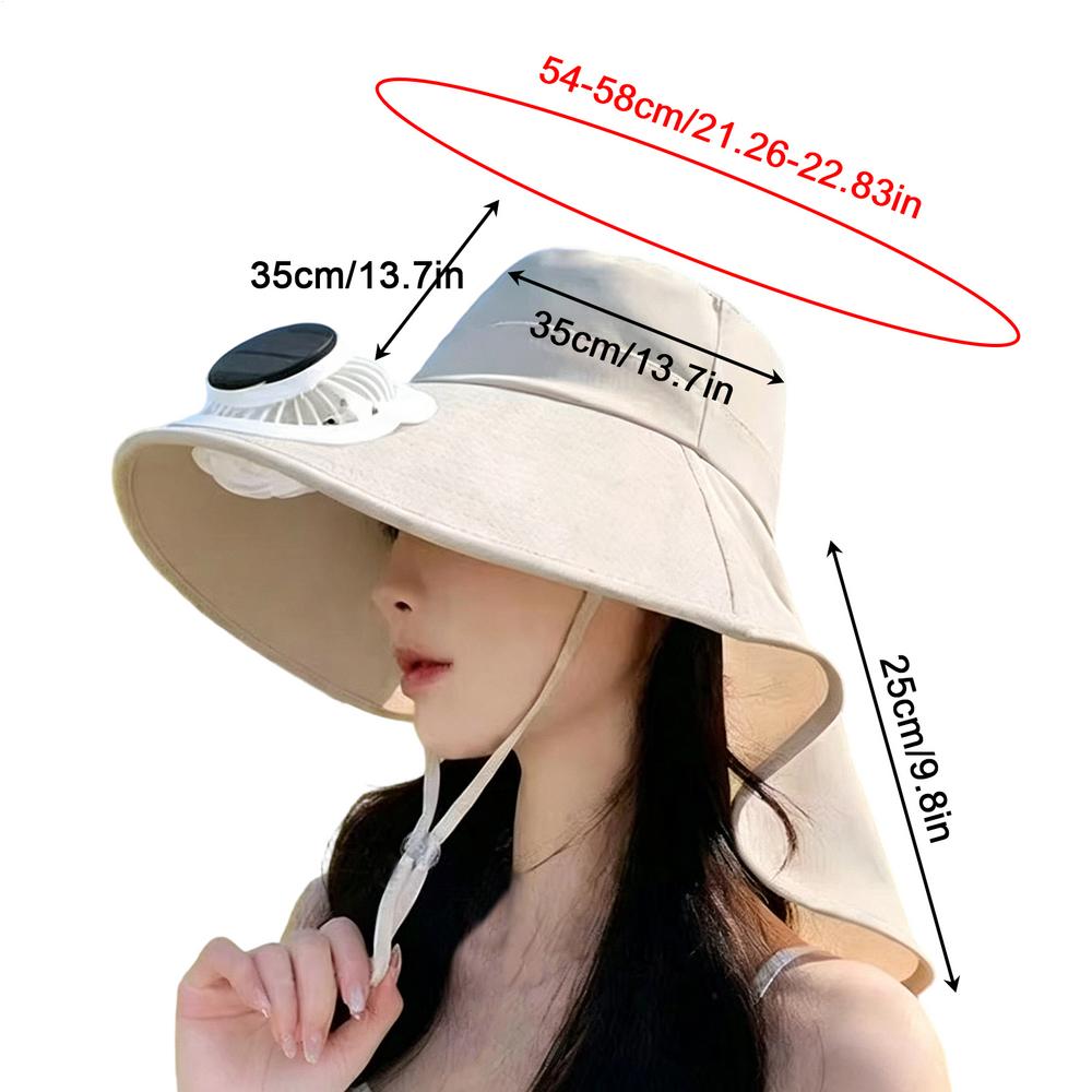Solar-powered Fan Hat Women's Shawl-style Sun Hat Wide Brim Neck Flap UV Protection Breathable Solar Cooling Sun Protection Caps