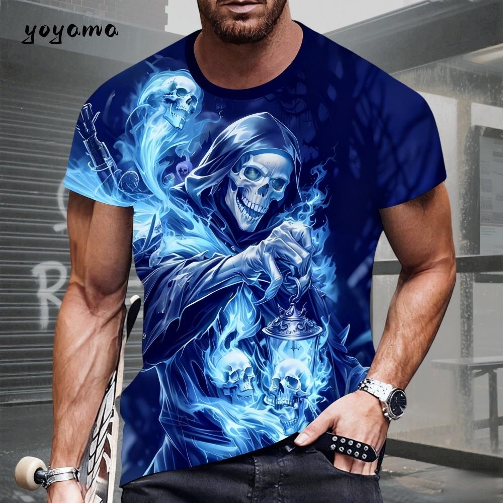 

Summer Skeleton Creative Fun 3D Printed Short Sleeved T-shirt Fashionable Comfortable Soft Breathable Large Loose Mens T-shirt S