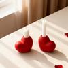 Red Heart-shaped Ceramic Candle Holder Craft Ornament - Valentine's Day Gift, Candle Stand, Wedding Decoration
