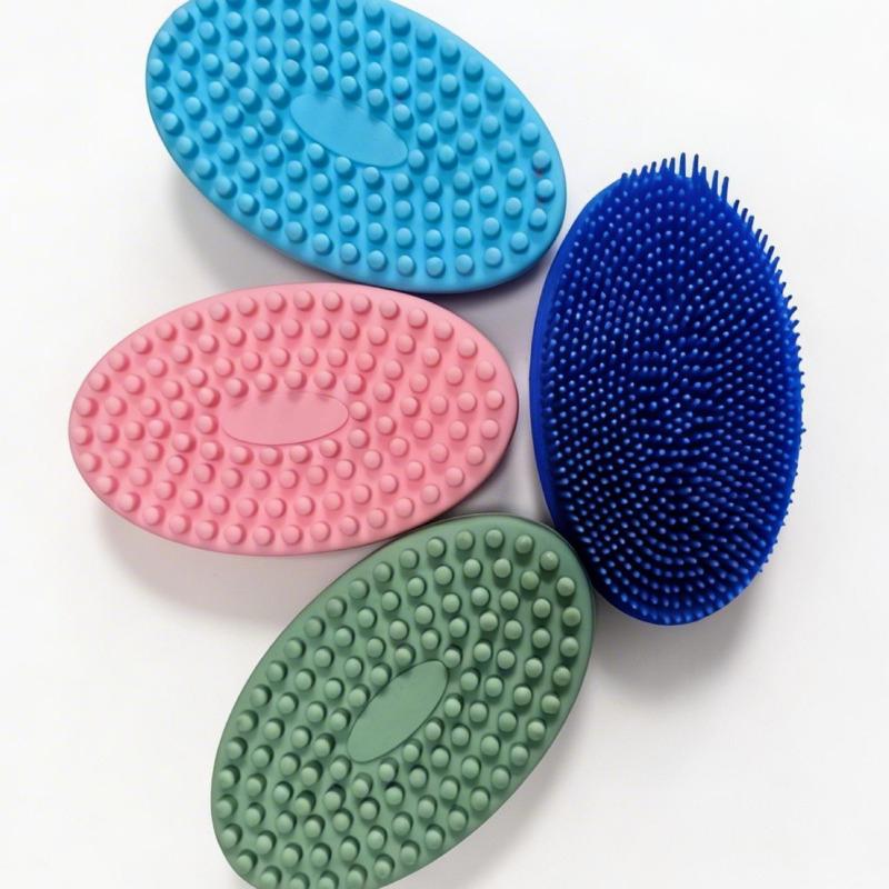 Soft Silicone Bath Brush For Body, Gentle Exfoliating Shower Scrubber With Comfortable Handle, Eco Friendly Skin Cleaning Massage Tool