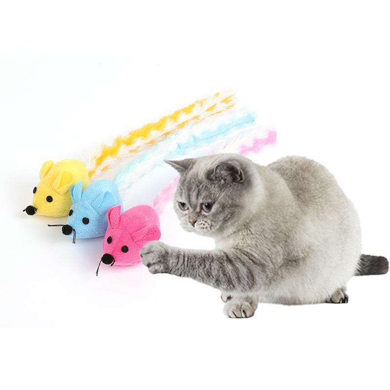 Souris en peluche à longue queue, Cataire intégré, Colorée, Auto-satisfaite, Drôle, Chat, Jouets à mâcher interactifs pour chat