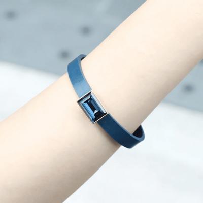 Women's Leather Bracelet Couple Layered Chain Aurora Square Cubic