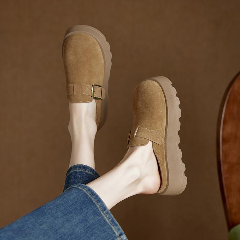 Women's Slippers Thick-soled Mules with Closed Toe for Women Large-size Comfortable Half-slippers Female