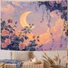 Moonlit Night Rose Sun Moon Tapestry, Vintage Bohemian Dreamy Floral Shadow Multi-Size Wall Art Home Decor