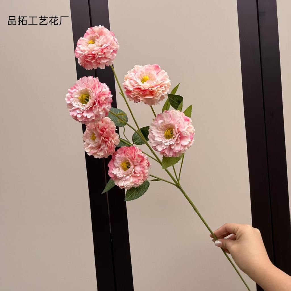 Artificial Peony Flower Long Stem 6 Heads Silk Ranunculus Bunch for Wedding Party Table Hotel Home Floral Decor