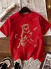 Spring/Summer New Music Festival Cat Playing Guitar Casual Party Women's T-shirt Summer Casual T-shirt