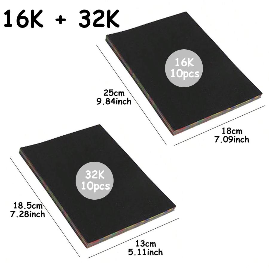 20pcs 16/32K Black Scratch Paper DIY Creative Painting Scraping Paper with Bamboo Stick Colorful Drawing Paper Art Painting Kit