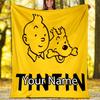 Custom Name Tintin Theme Printed Blanket - Perfect for Couch, Bed, Travel & Outdoor Use | Machine Washable, Cozy & Durable.