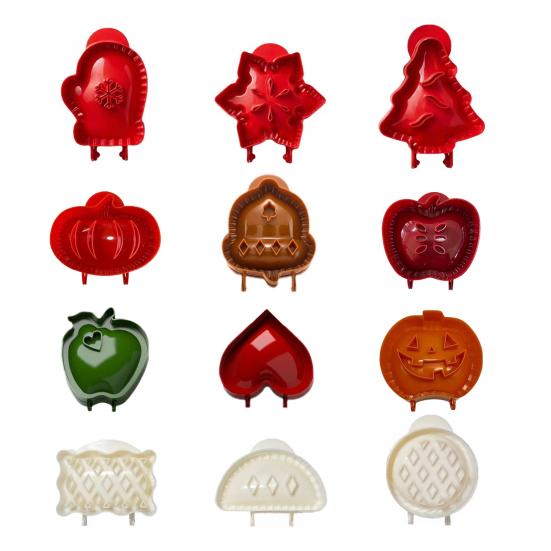 12Pcs Mini Hand Pie Molds with Dough Presser Thickened Plastic Cookie Mold for Holiday Baking Apples Pumpkin Acorn Shaped Acorn Pastry Cutters
