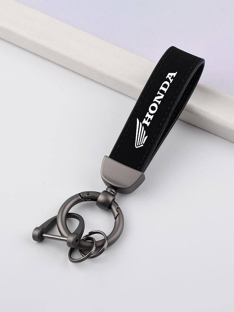 Car Styling Emblem Alloy Keyring Motorcycle Suede Leather Keychain For Honda Mugen Power Civic Accords CRV Hrv Jazz CBR VTEC VFR TO0