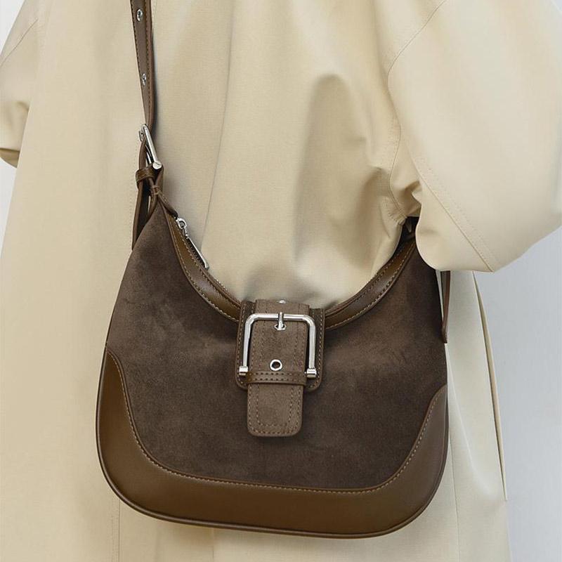 High-end Brand Designer Shoulder Bag Luxury Stylish Crossbody Bags Retro Trendy Bag Premium Frosted Suede Leather Underarm Bags