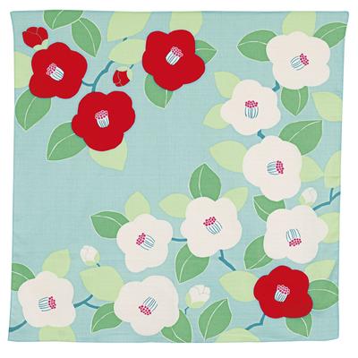 Musubi Furoshiki 70 Himemusubi Adeline Klam Camellia Turquoise 70cm Organic Cotton