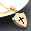 European and American Vintage Laser Engraving Cross Expeditionary Force Shield Necklace Fashion Pendant