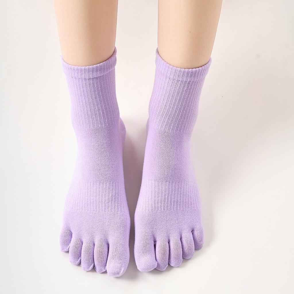 Women's Five-Toe Cotton Mid-Calf Socks - Breathable, Sweat-Wicking, Non-Constricting, Ideal for Spring and Autumn