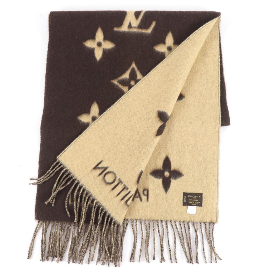 Great LOUIS VUITTON Scarf Escalp Reykjavik Monogram Brown cashmere 401486 Used