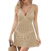 Damen Sexy Aushöhlen Gestricktes Camisole-Kleid Tankkleider Strandkleid