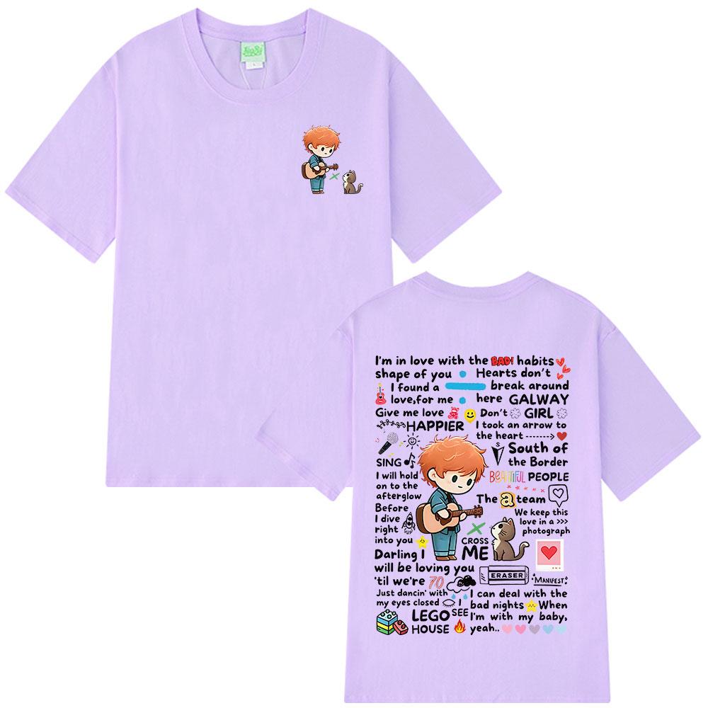 Ed Sheeran European Tour 2025 Graffiti Pattern Print T Shirt Men Women Cotton Casual Short Sleeve T-shirt Fashion Loose T-shirts