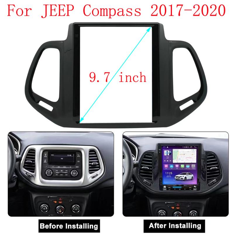 HAOCHEN Car  Frame Stereo Trim Frame  9.7 inch Car Dashboard Interior Accessories For JEEP Compass 2017-2020