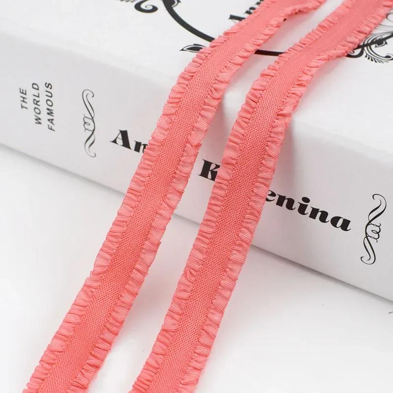 5/10Yards Meetee 12mm Ruffled Elastic Band Colorful Pleated Stretch Lace Trim Headdress Ribbon DIY Garment Sewing Accessories