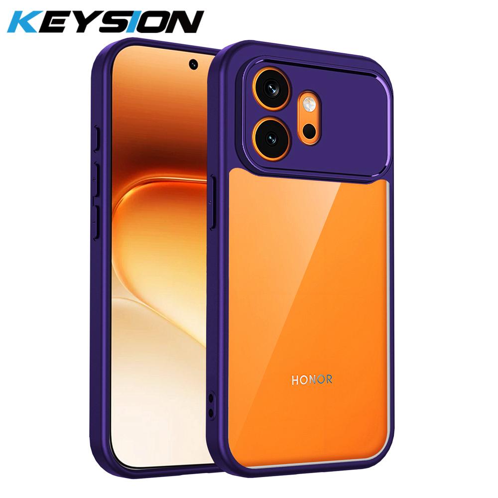 

KEYSION Transparent Phone Case for HONOR 600 Pro 5G Soft Silicone+PC HD Clear Shockproof Phone Back Cover for Huawei Honor 600 for Honor 600 фіолетовий