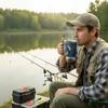 Funny Fishing Rod Reel Design Cup For Fisherman Ceramic + Stainless Steel Coffee Mug Lightweight & Portable Tea Cup Gift For Dad