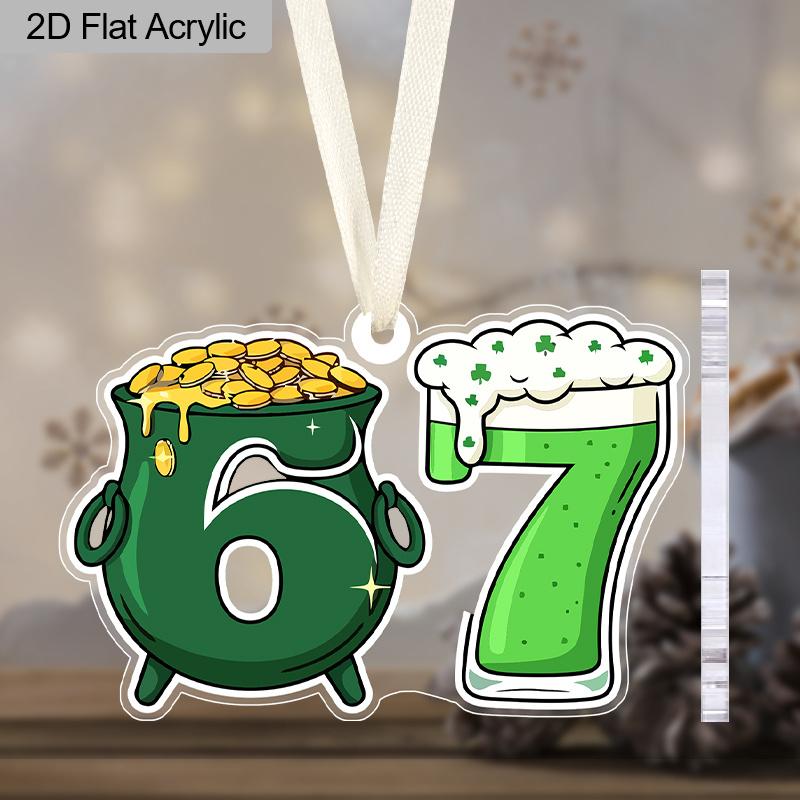 St. Patrick's Day Acrylic Hanging Ornament - Money Pot & Beer Pattern, 67 Unique Pendants/Drops/Finials, Ideal Festival Gift for Friends & Family