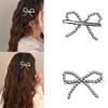 Beaded Hair Clip Aesthetic Hair Bows Bowknot Duckbill Clip Side Pin Nonslip Hair Barrettes for Women Girl Hair Styling