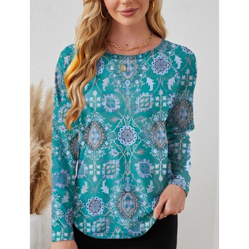 2025 Fashion Women's Graphic O-Neck Long Sleeve T-Shirt Y2k Casual Tops Womens Clothing Harajuku Female Clothing Pullover