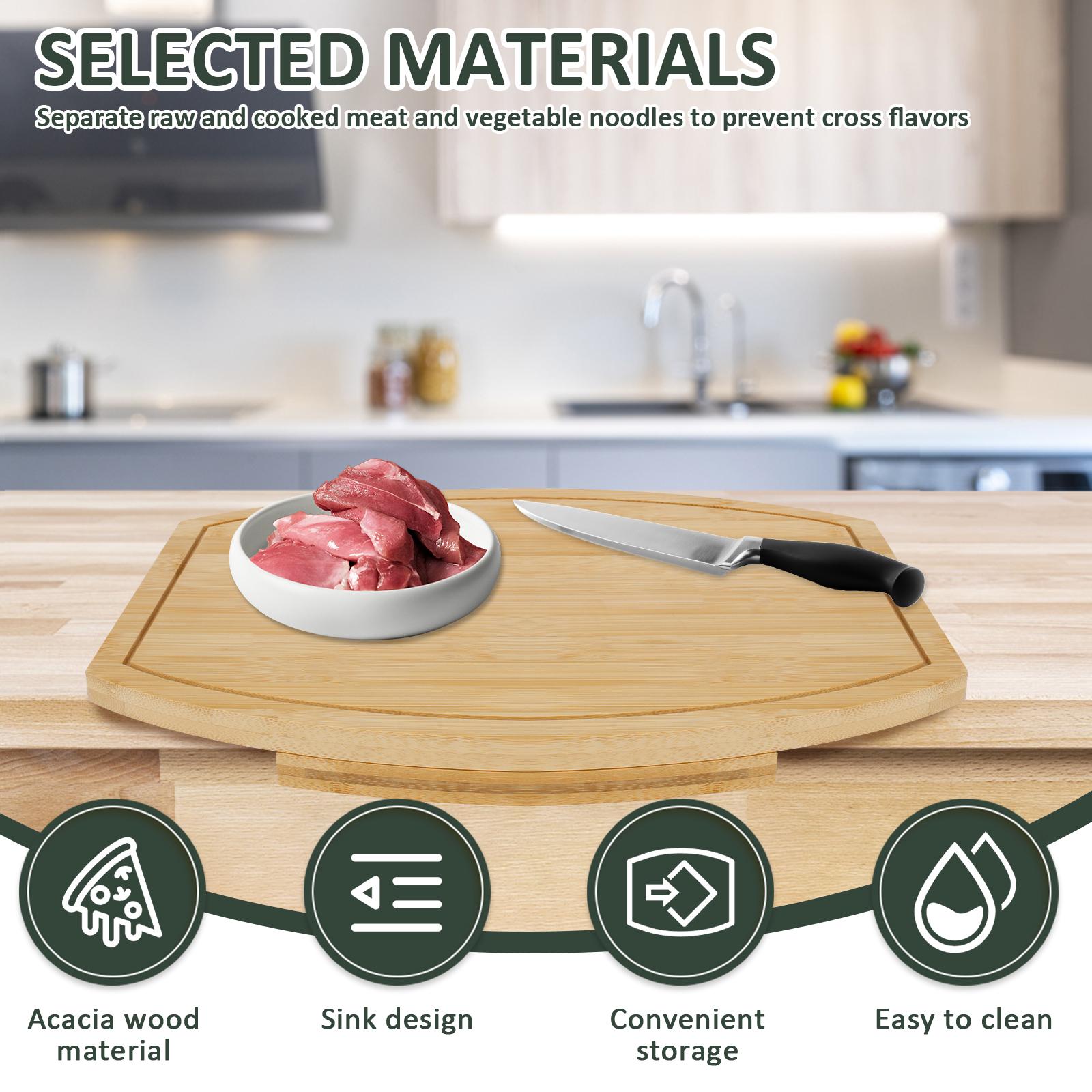 Wood Corner Cutting Board Home Kitchen Chopping Board With Juice Groove Non Slip Corner Counter Cutting Fruit Vegetable Meat Too
