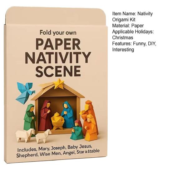 DIY Paper Nativity Scene Craft Kit 3D Christmas Origami Set with Jesus Angels Animals Easy Fold Creative Educational Holiday Decoration