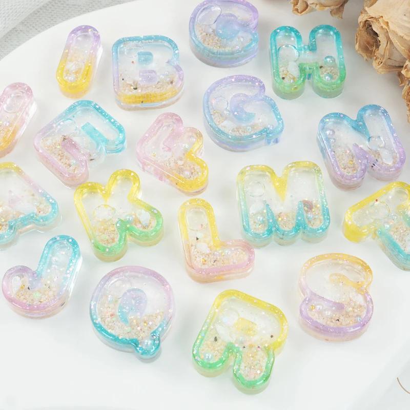 Shaker DIY Making Crafts Mini Quicksand Alphabet Keychain Key Rings Silicone Resin Mold Letter Shaped Silicone Casting Molds