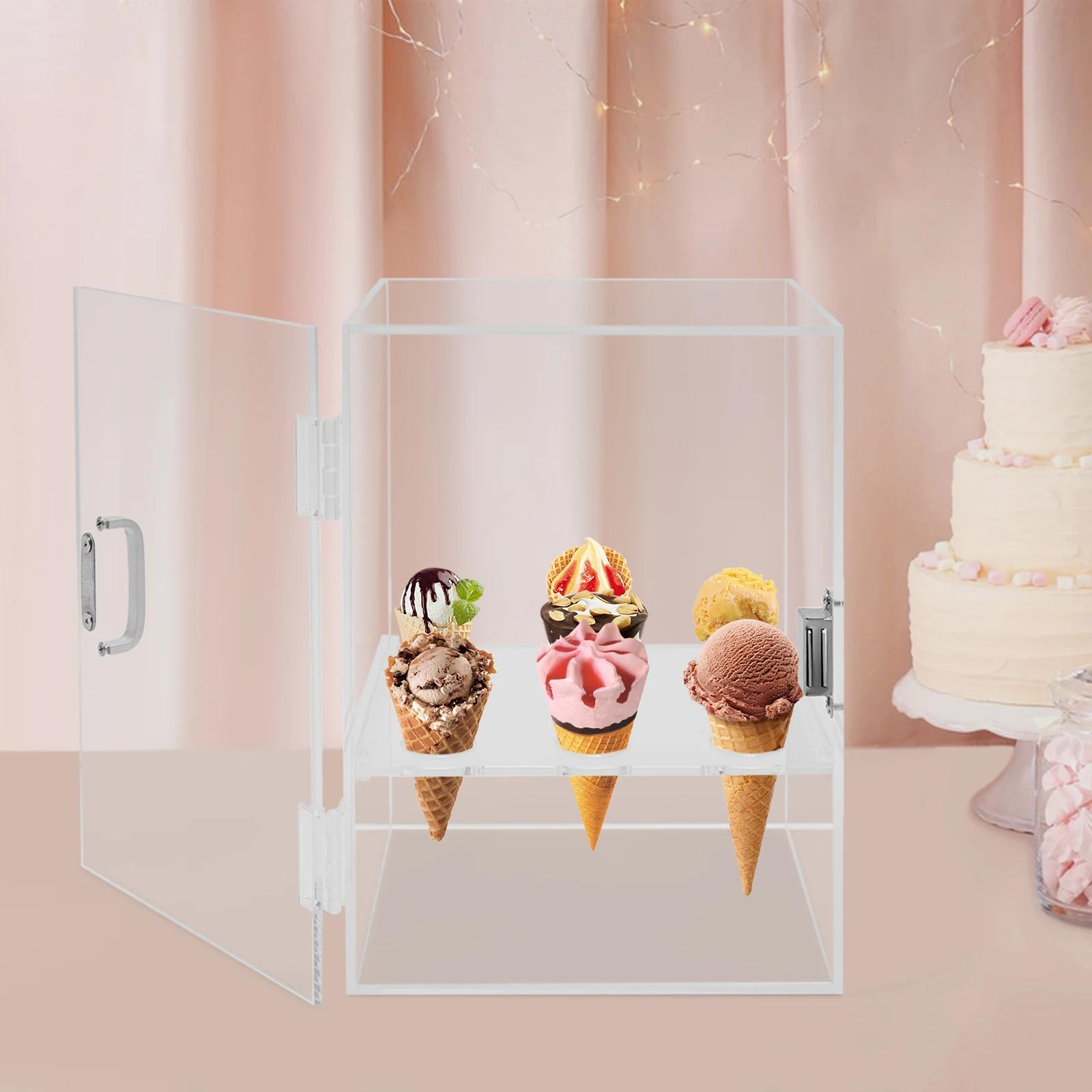 

Durable Clear Acrylic Ice Cream Cone Holder Display Stand,9 Holes Cone Organizer for Dessert Shop & Home,Modern Tabletop Cabinet 1-tier чистий