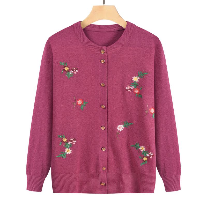 

Женский кардиган на пуговицах с цветочной вышивкой, с длинными рукавами, повседневный модный топ XL красный