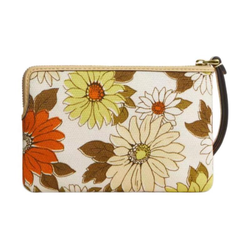 COACH Corner Zip 16 Floral Print Fabric Clutch Small Women's Multicolor