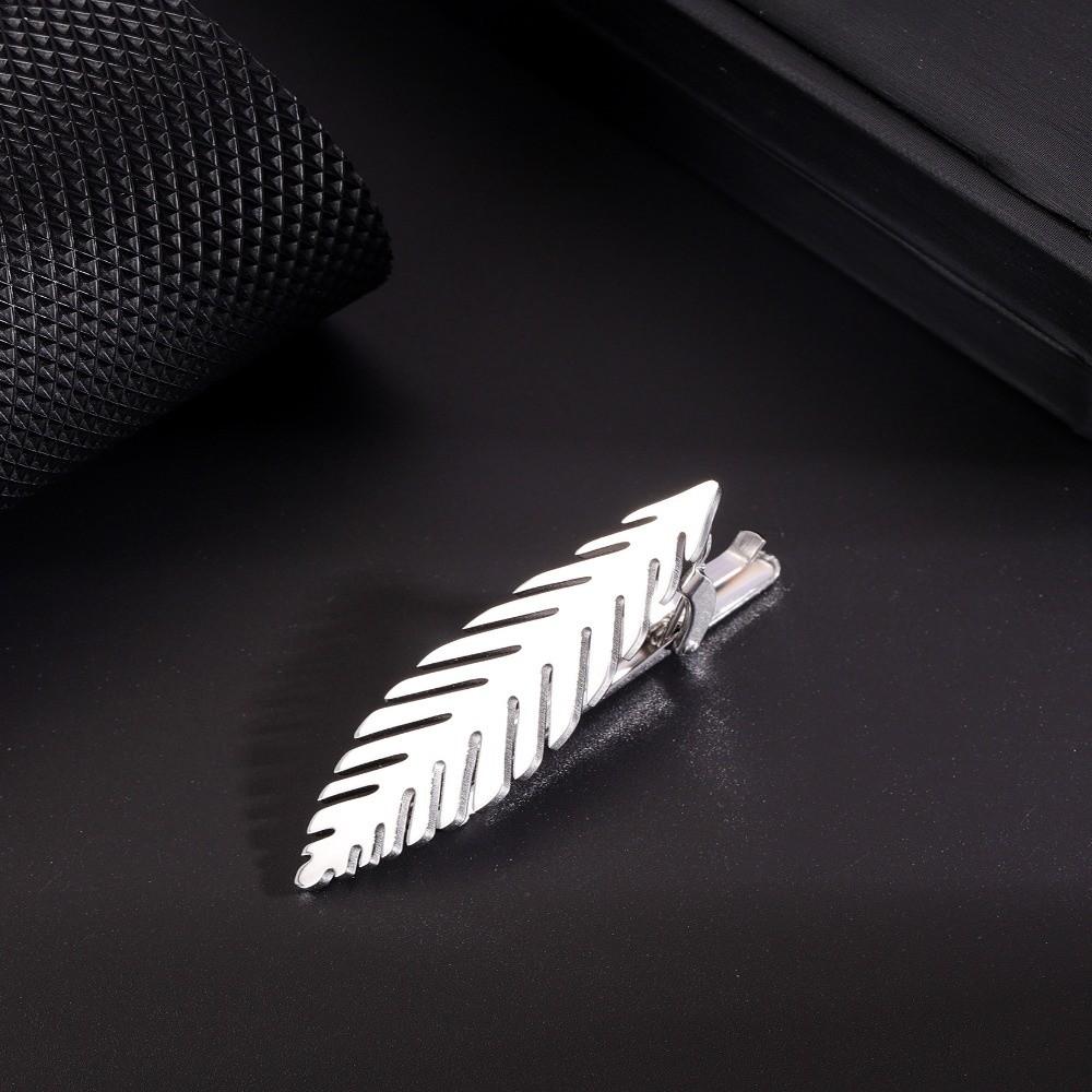 Titanium Steel Leaves Tie Clip Simple Necktie Buckle Fashion Feather Tie Pin Suit Accessories
