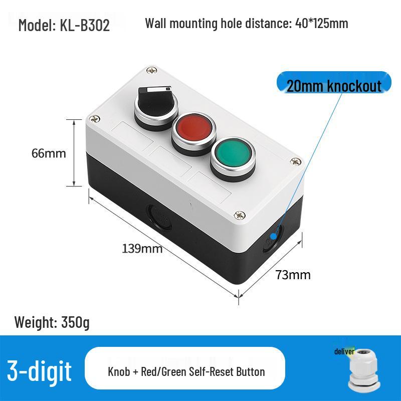 KEOLEA Waterproof Emergency Stop & Start Button, Industrial Self-Reset Push Control Box