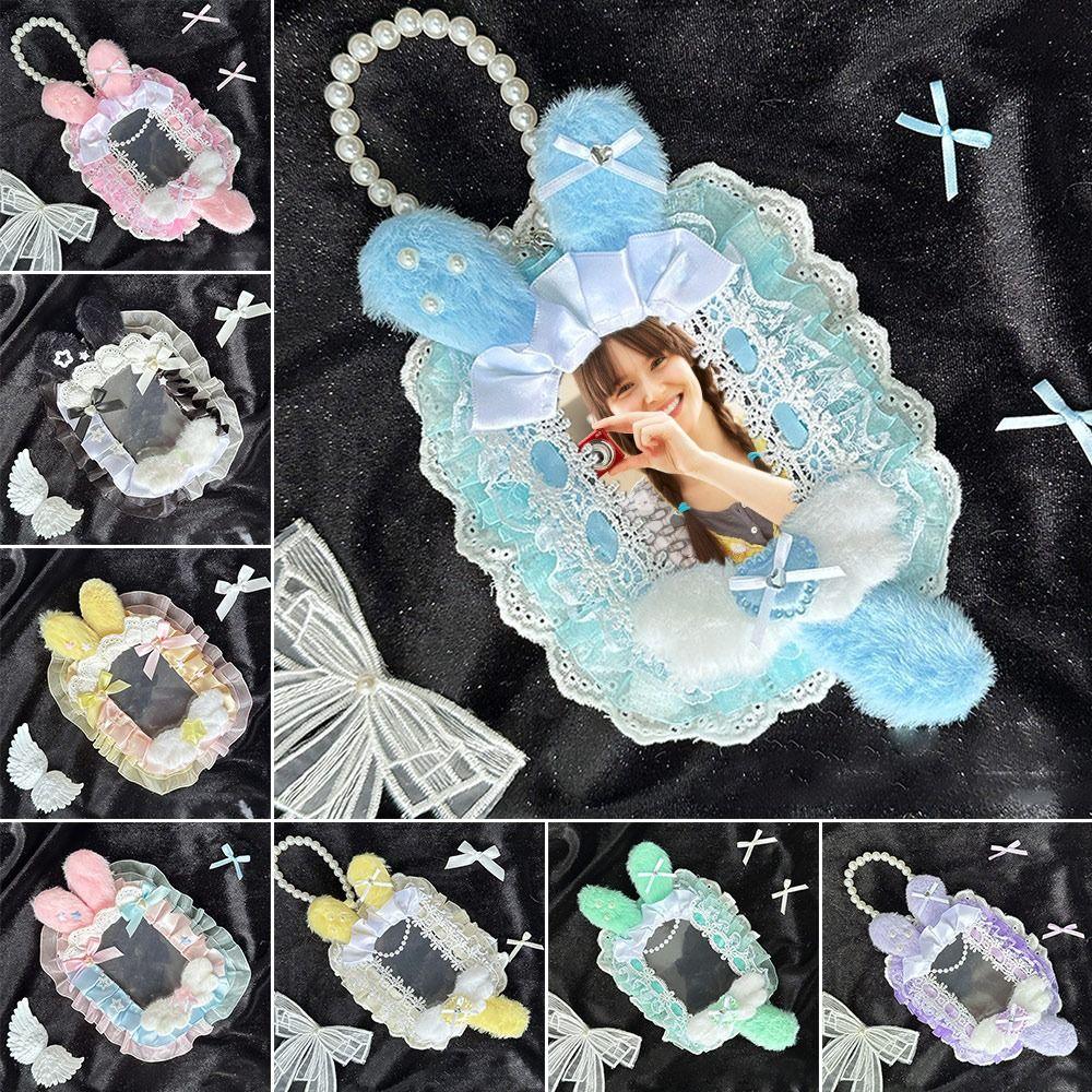 New Pink Bow Card Holder with Ribbon Photo Protector Case Anime Lace Photocard Holder