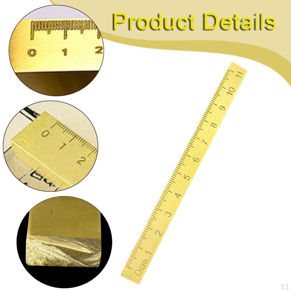 Brass Ruler Paperweight Bookmark Compact Calligraphy Practice Supplies Measuring for Drawing