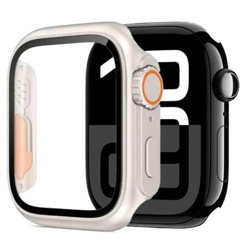 Glass+Case For Apple Watch 11 10 46/42mm 9 8 7 45/41mm Screen Protector Change To Ultra 4/3/2/1 iWatch 6 5 SE 44/40mm Bumper Cover