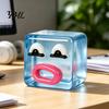 TPR Clear Cube Toy Cartoon Expression Stress Toy, Anxiety Relief Sausage Lip Squeeze Sensory for Relaxation