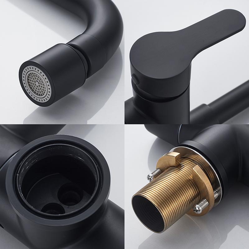 Torneira de cozinha para janela frontal, giratória 360°, misturador dobrável, 2 modos de spray, torneira dobrável de alavanca única EL9005