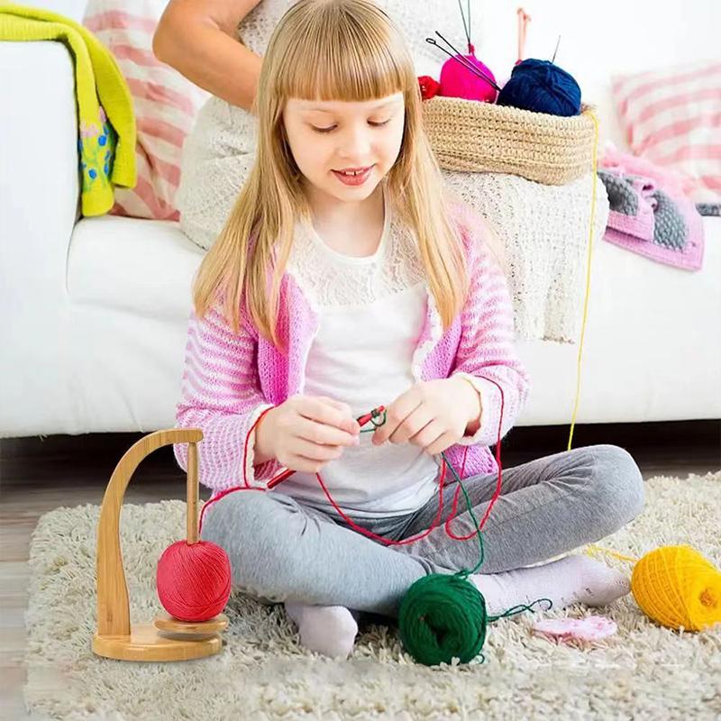 Hot Sale! Wooden Yarn Holder Spinning Knitting Tools Crochet Rotating Magnetic Thread Spool Wool Ball Winder Rotation Spinner